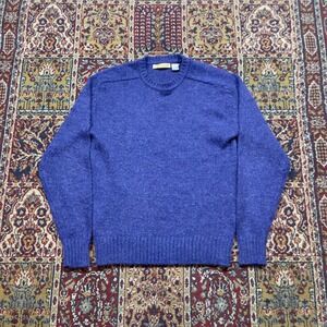 VTG 80s Adam Sloane Mens Sapphire Royal Blue Mohair Blend Crewneck Sweater M